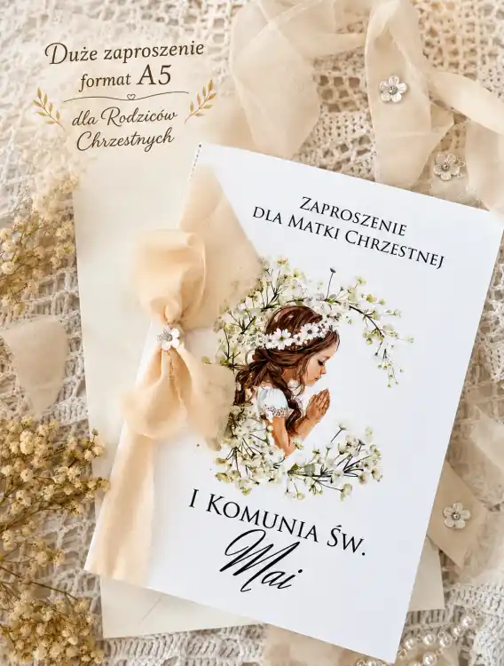 zaproszenie komunijne dla  Matki Chrzestnej