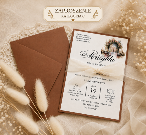 zaproszenie komunijne z szyfonem