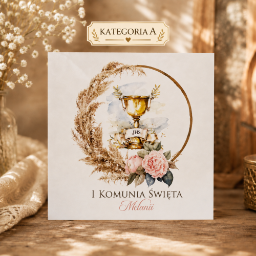 zaproszenie z kielichem i pampasem