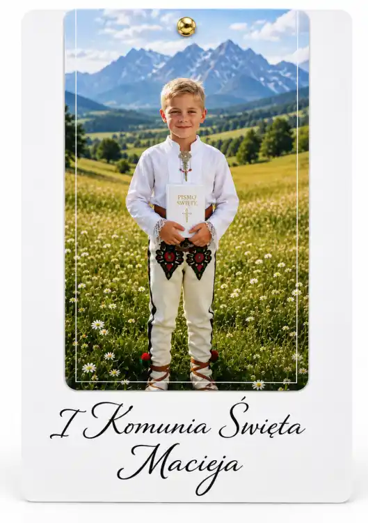 zaproszenie komunijne ze zdjęciem z góralem.png